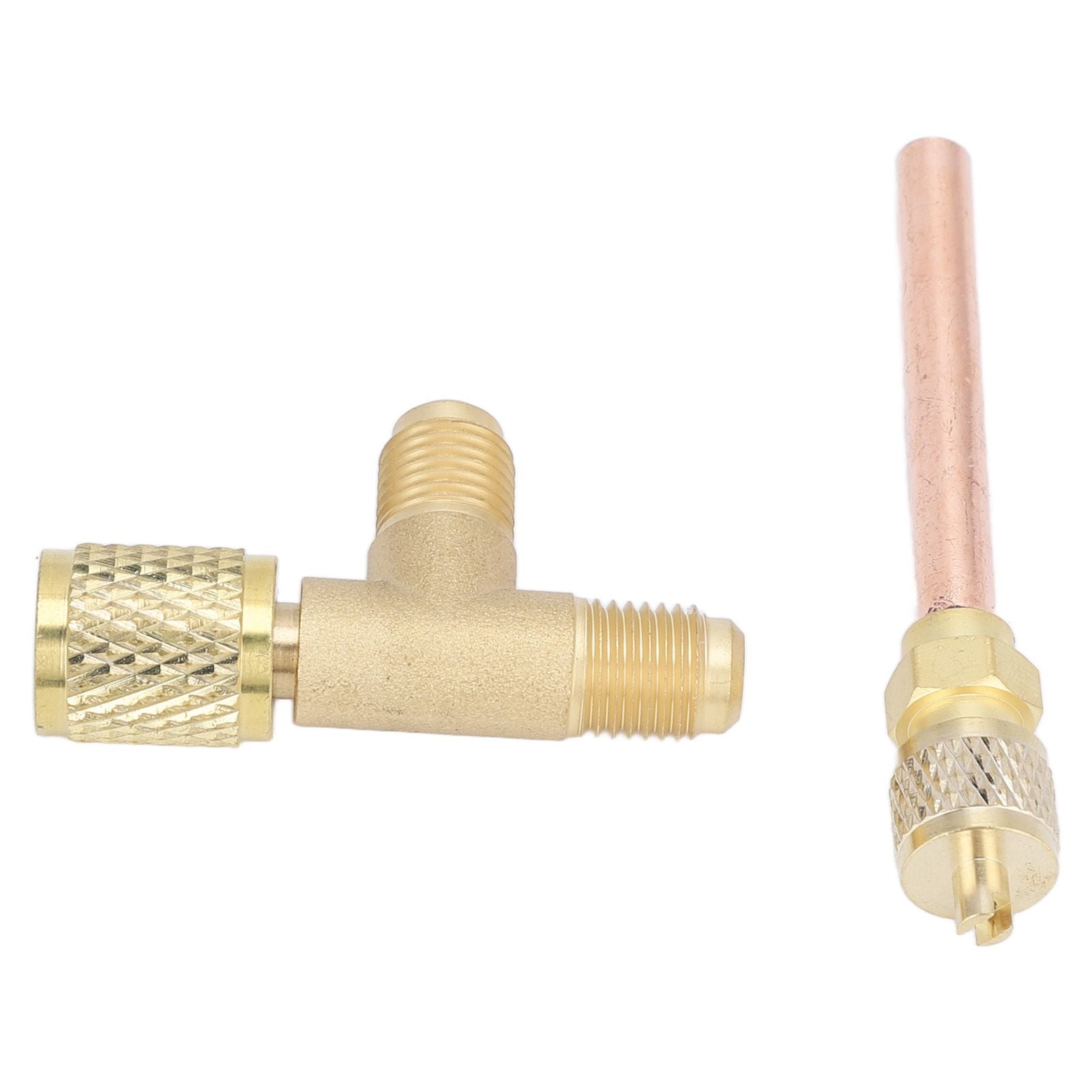 1/4in SAE Tee Adapter Built in Valve Core Quick Connection Double Sealing for R22 R12 R134 Vacuum Gauge V1294-YM0523-3113220052411