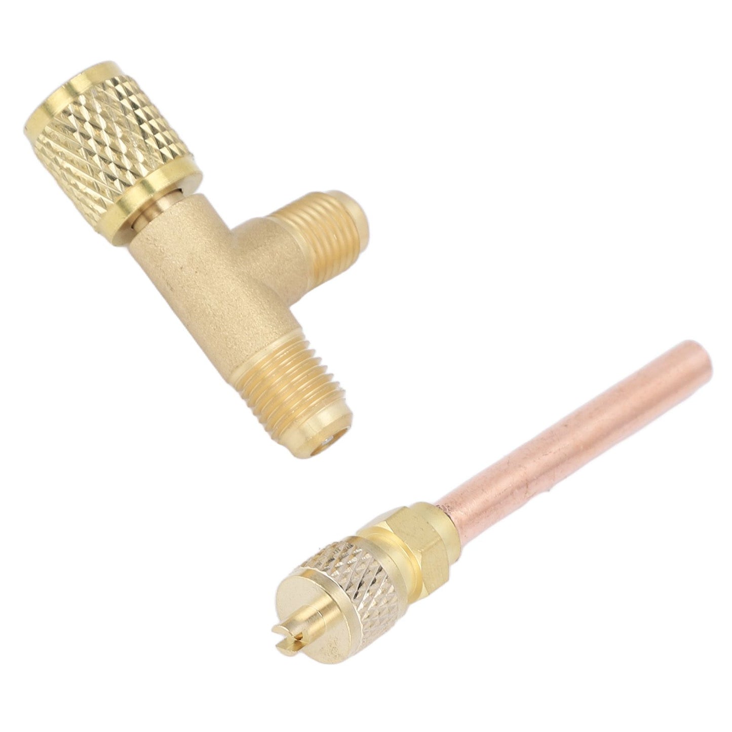 1/4in SAE Tee Adapter Built in Valve Core Quick Connection Double Sealing for R22 R12 R134 Vacuum Gauge V1294-YM0523-3113220052411