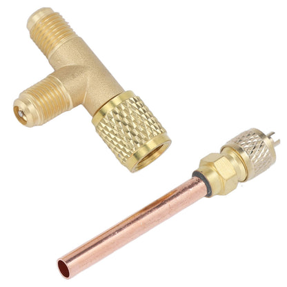 1/4in SAE Tee Adapter Built in Valve Core Quick Connection Double Sealing for R22 R12 R134 Vacuum Gauge V1294-YM0523-3113220052411