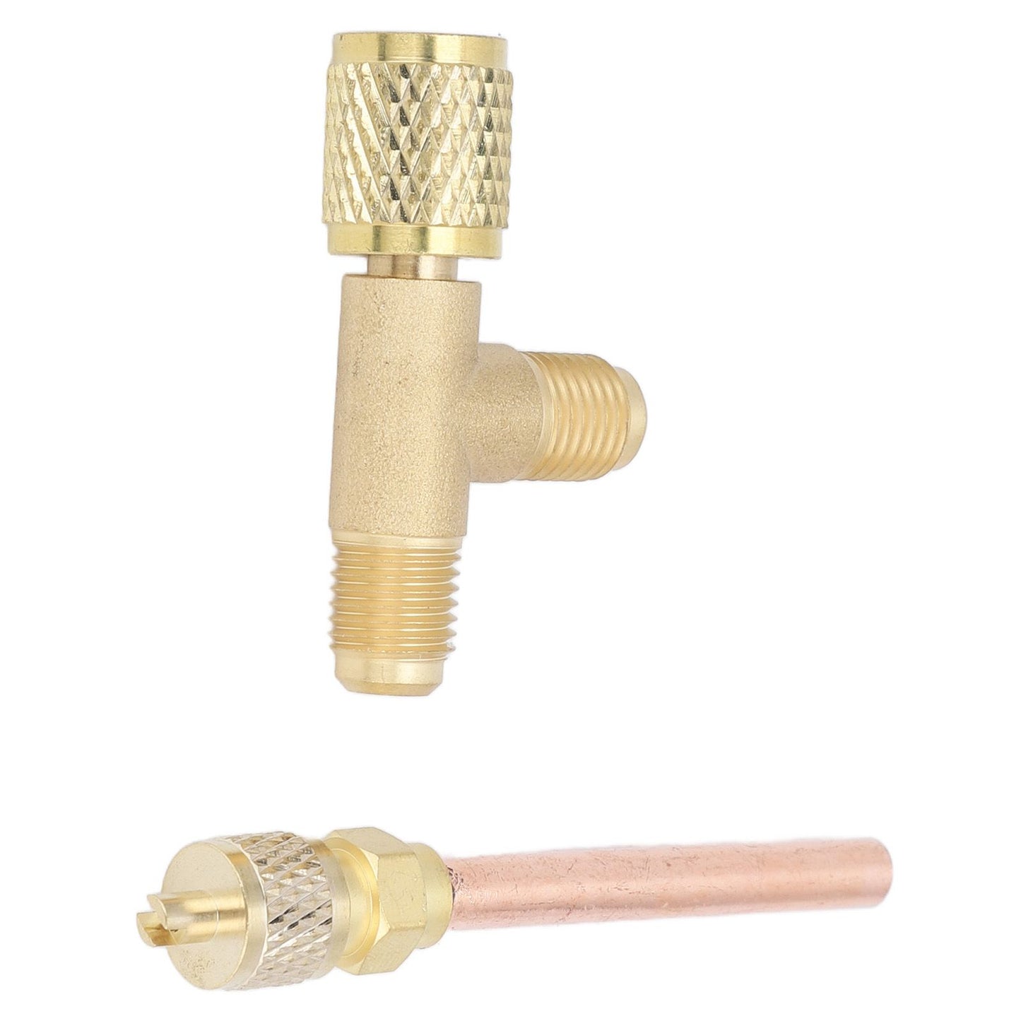 1/4in SAE Tee Adapter Built in Valve Core Quick Connection Double Sealing for R22 R12 R134 Vacuum Gauge V1294-YM0523-3113220052411