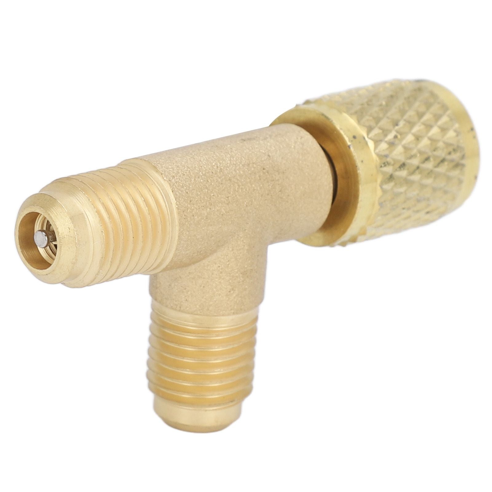 1/4in SAE Tee Adapter Built in Valve Core Quick Connection Double Sealing for R22 R12 R134 Vacuum Gauge V1294-YM0523-3113220052411