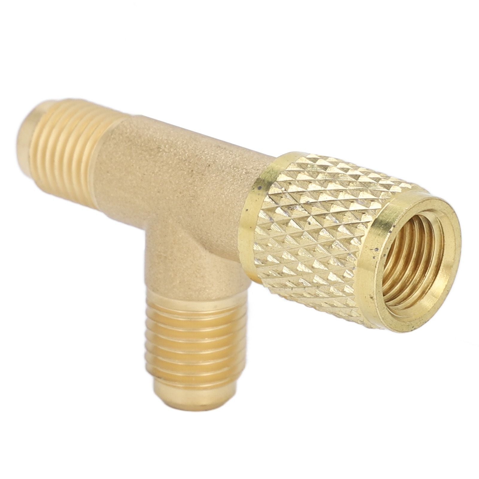 1/4in SAE Tee Adapter Built in Valve Core Quick Connection Double Sealing for R22 R12 R134 Vacuum Gauge V1294-YM0523-3113220052411