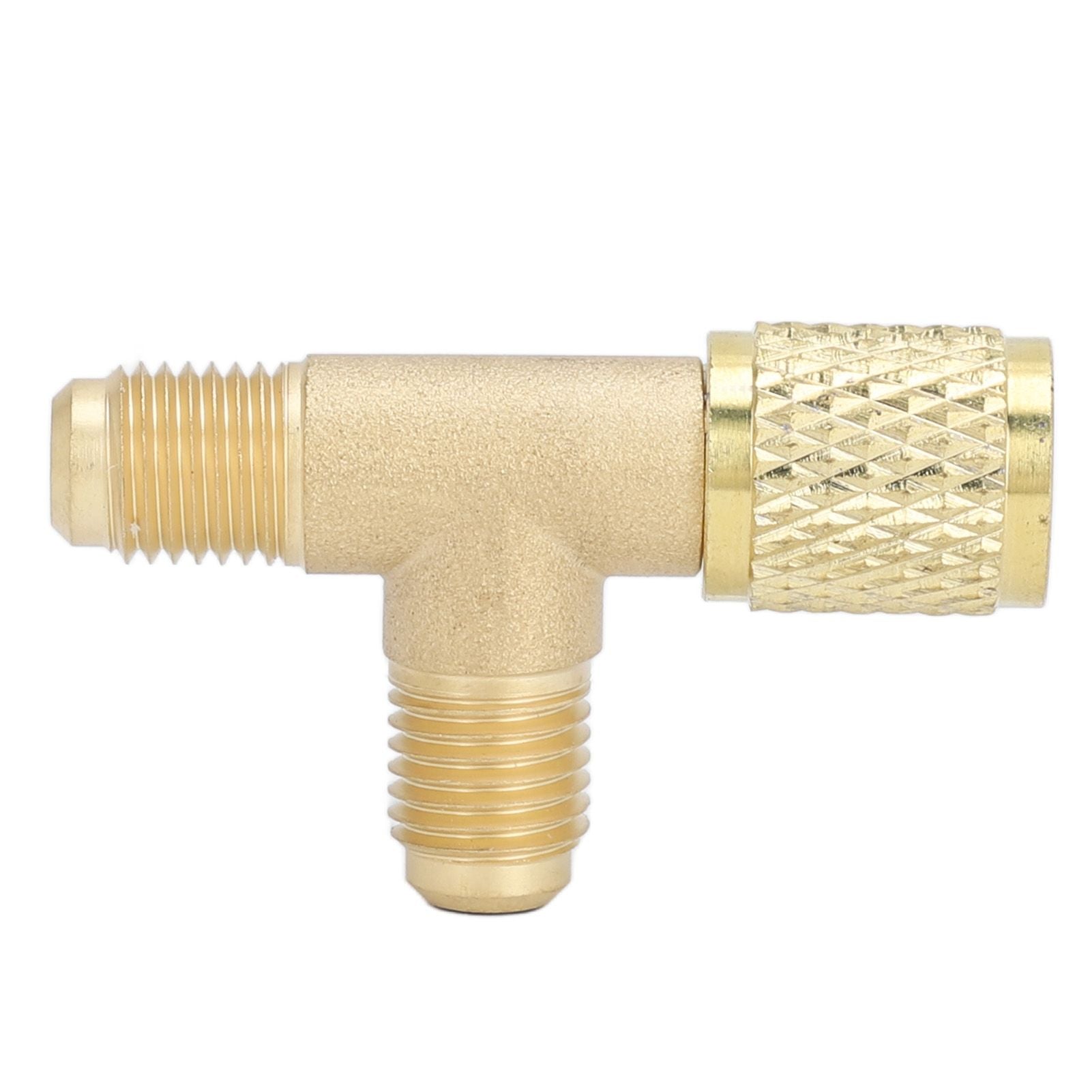 1/4in SAE Tee Adapter Built in Valve Core Quick Connection Double Sealing for R22 R12 R134 Vacuum Gauge V1294-YM0523-3113220052411