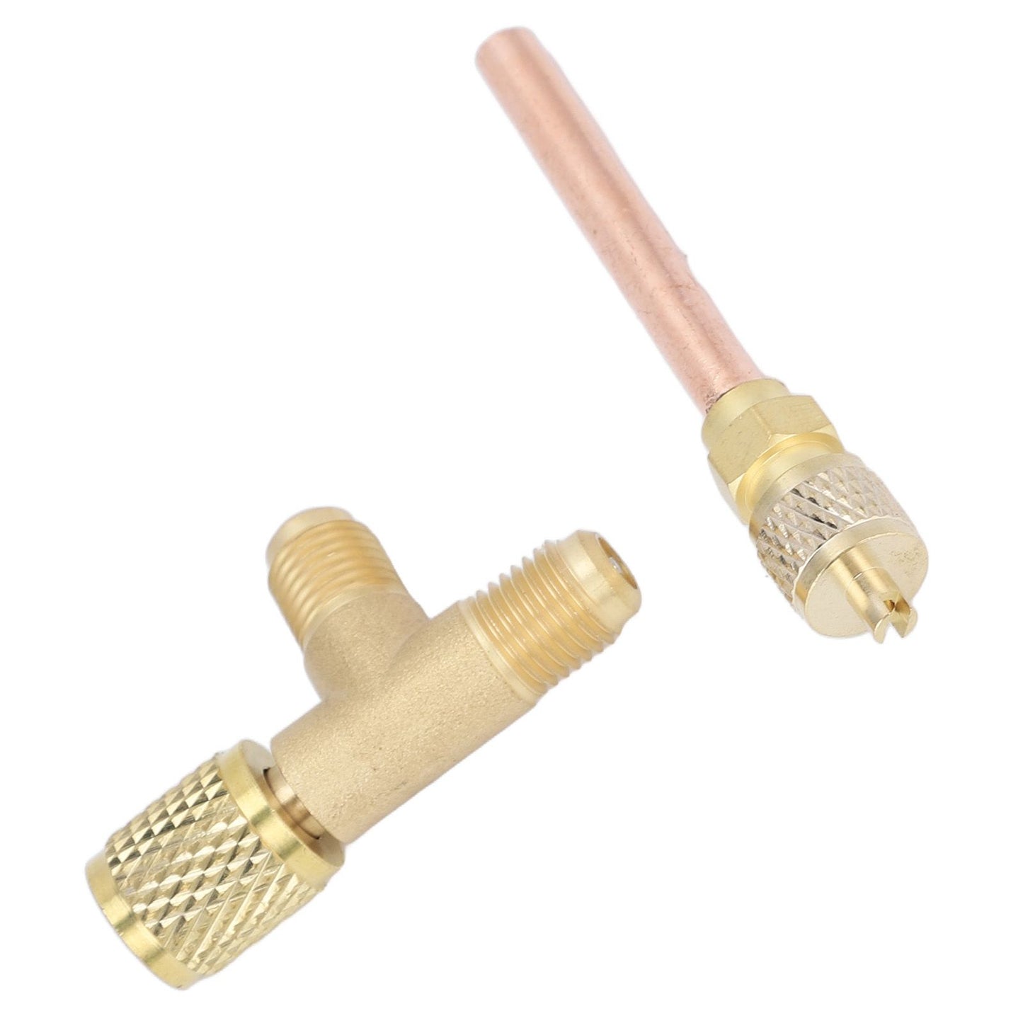 1/4in SAE Tee Adapter Built in Valve Core Quick Connection Double Sealing for R22 R12 R134 Vacuum Gauge V1294-YM0523-3113220052411