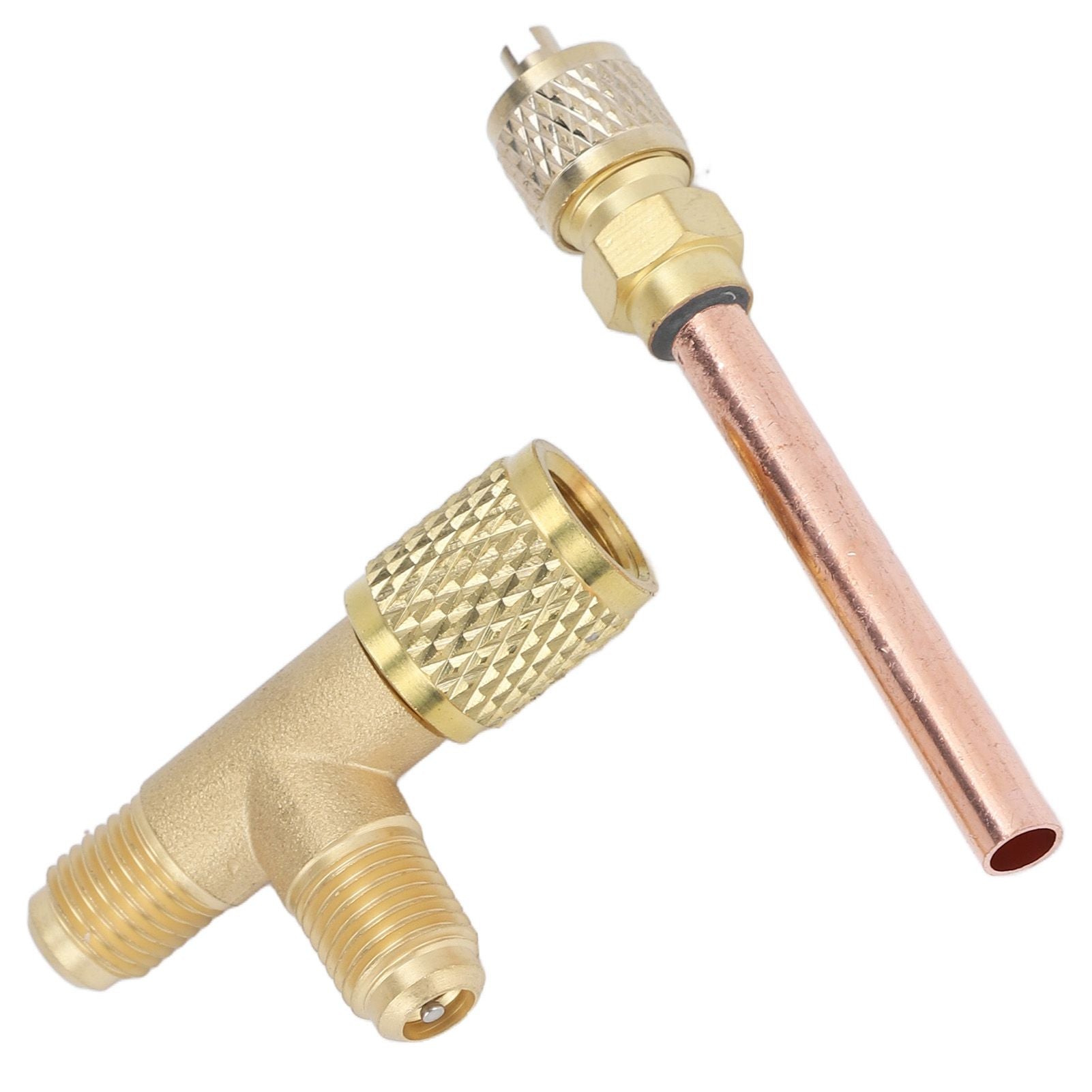 1/4in SAE Tee Adapter Built in Valve Core Quick Connection Double Sealing for R22 R12 R134 Vacuum Gauge V1294-YM0523-3113220052411