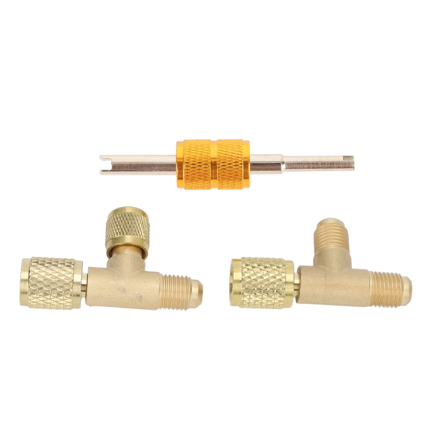 1/4in Valves Core Brass Tee Adapter Quick Coupler Access Tee Fittings for Vacuum Gauge R22 R12 R134 V1294-YM0523-3113220052511