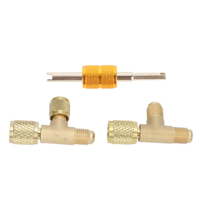 1/4in Valves Core Brass Tee Adapter Quick Coupler Access Tee Fittings for Vacuum Gauge R22 R12 R134 V1294-YM0523-3113220052511