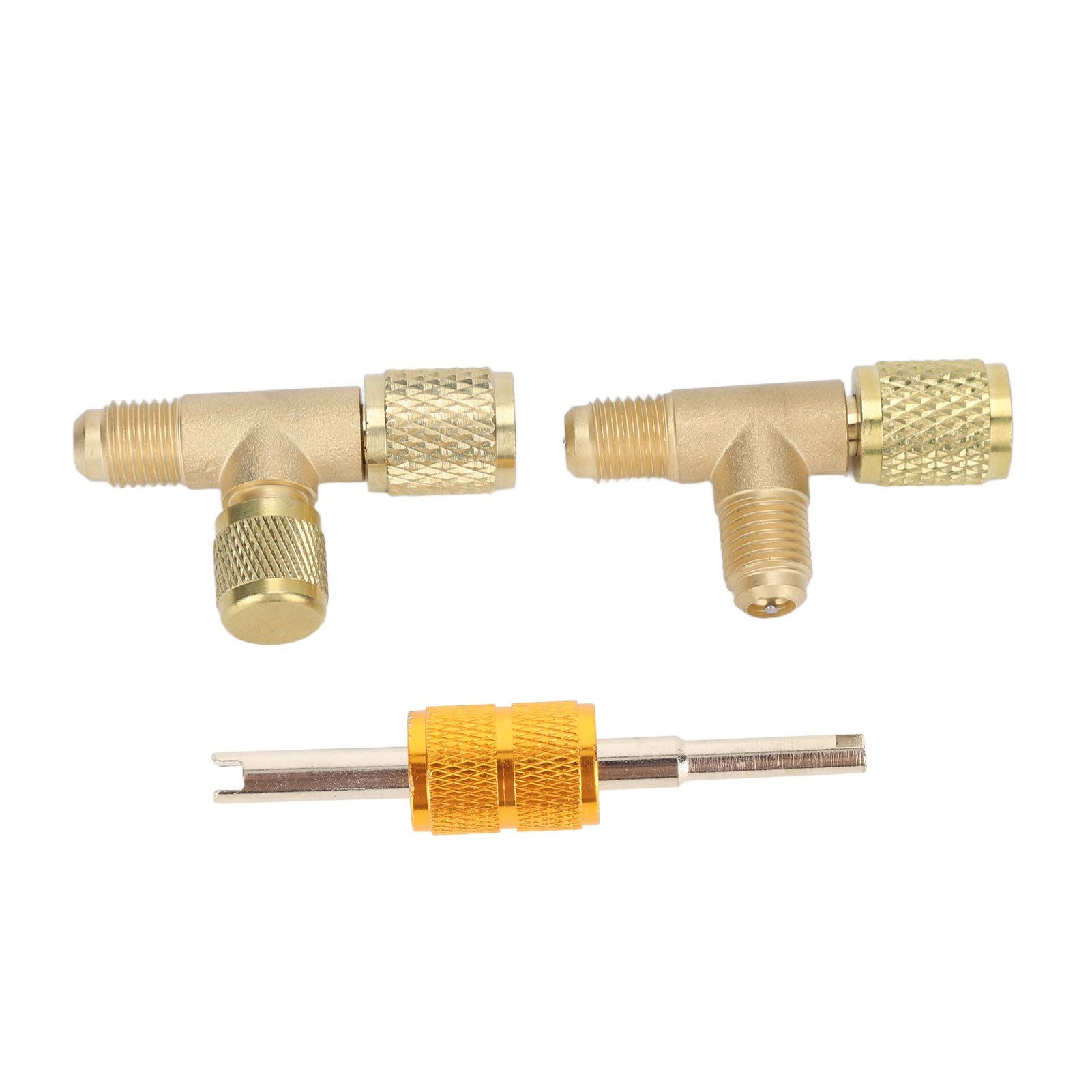 1/4in Valves Core Brass Tee Adapter Quick Coupler Access Tee Fittings for Vacuum Gauge R22 R12 R134 V1294-YM0523-3113220052511