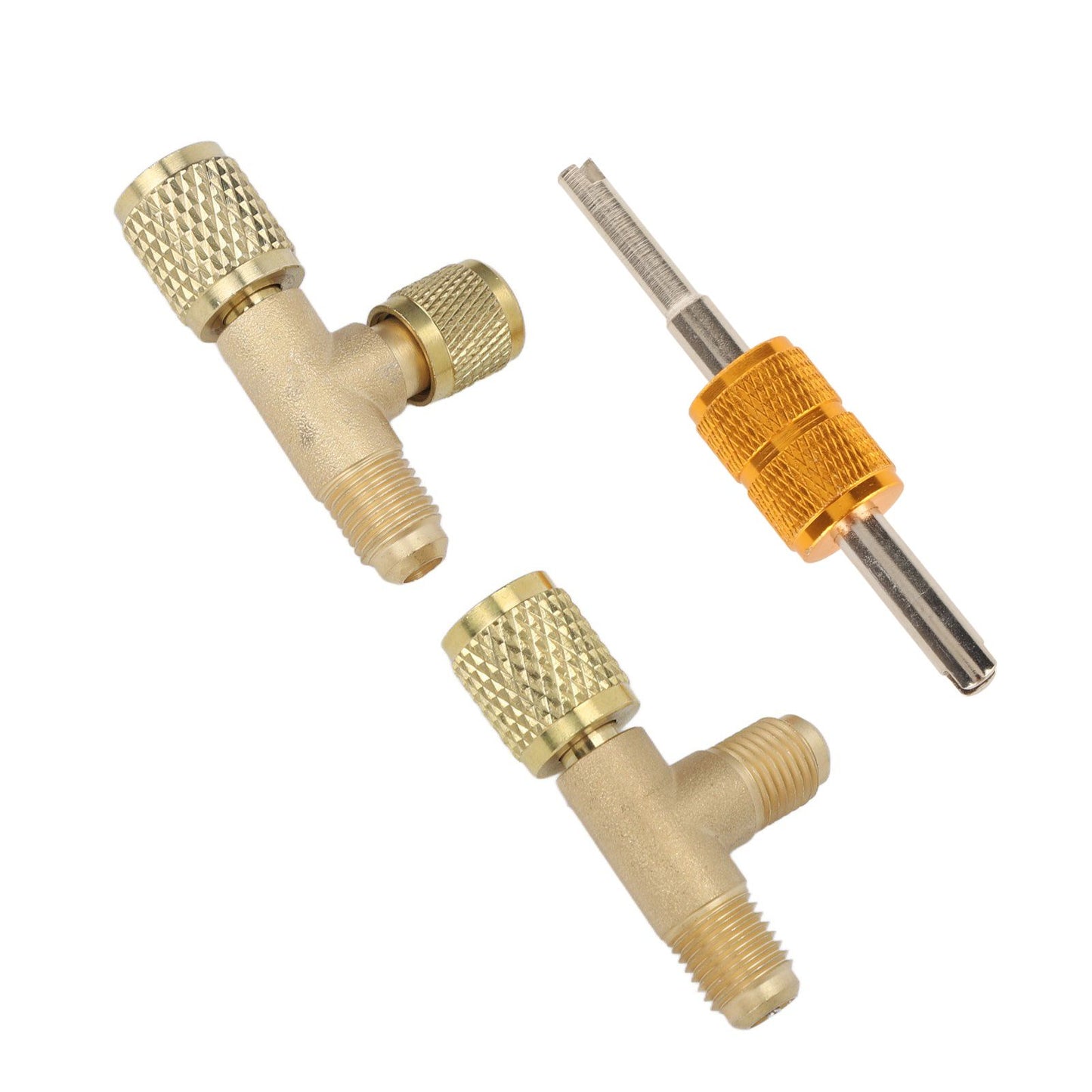 1/4in Valves Core Brass Tee Adapter Quick Coupler Access Tee Fittings for Vacuum Gauge R22 R12 R134 V1294-YM0523-3113220052511
