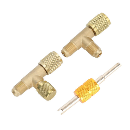 1/4in Valves Core Brass Tee Adapter Quick Coupler Access Tee Fittings for Vacuum Gauge R22 R12 R134 V1294-YM0523-3113220052511
