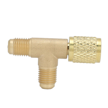 1/4in Valves Core Brass Tee Adapter Quick Coupler Access Tee Fittings for Vacuum Gauge R22 R12 R134 V1294-YM0523-3113220052511