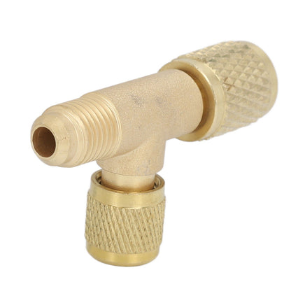 1/4in Valves Core Brass Tee Adapter Quick Coupler Access Tee Fittings for Vacuum Gauge R22 R12 R134 V1294-YM0523-3113220052511