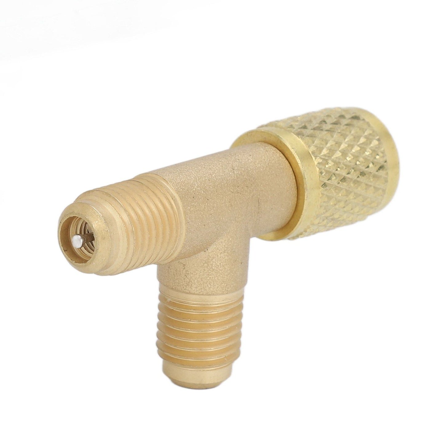 1/4in Valves Core Brass Tee Adapter Quick Coupler Access Tee Fittings for Vacuum Gauge R22 R12 R134 V1294-YM0523-3113220052511
