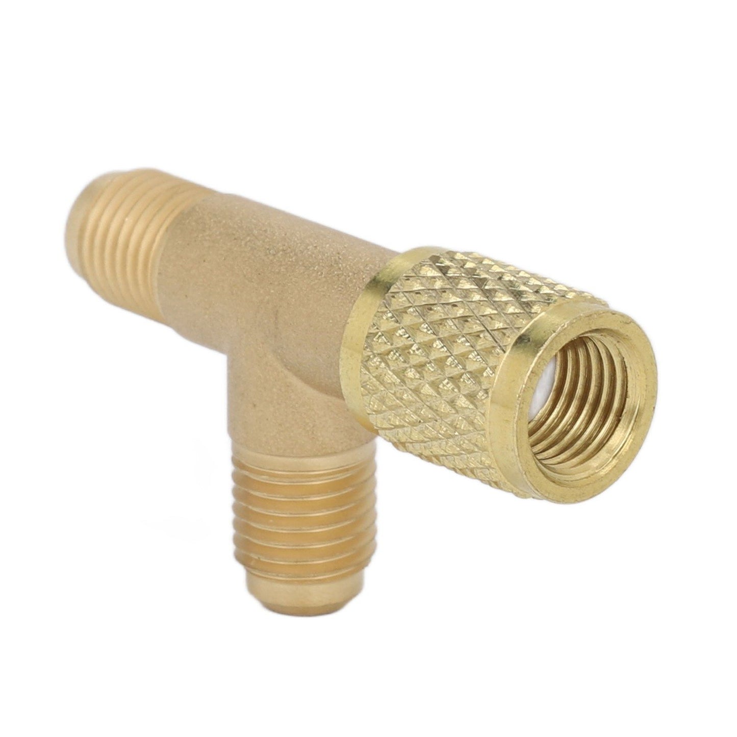 1/4in Valves Core Brass Tee Adapter Quick Coupler Access Tee Fittings for Vacuum Gauge R22 R12 R134 V1294-YM0523-3113220052511