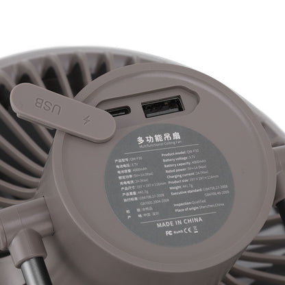 Camping Light Fan 3 Level Wind Adjustment USB Charging 3.7V 2A Hanging Camping Lights Tent Fan with Bracket V1294-YM0523-3113220052712