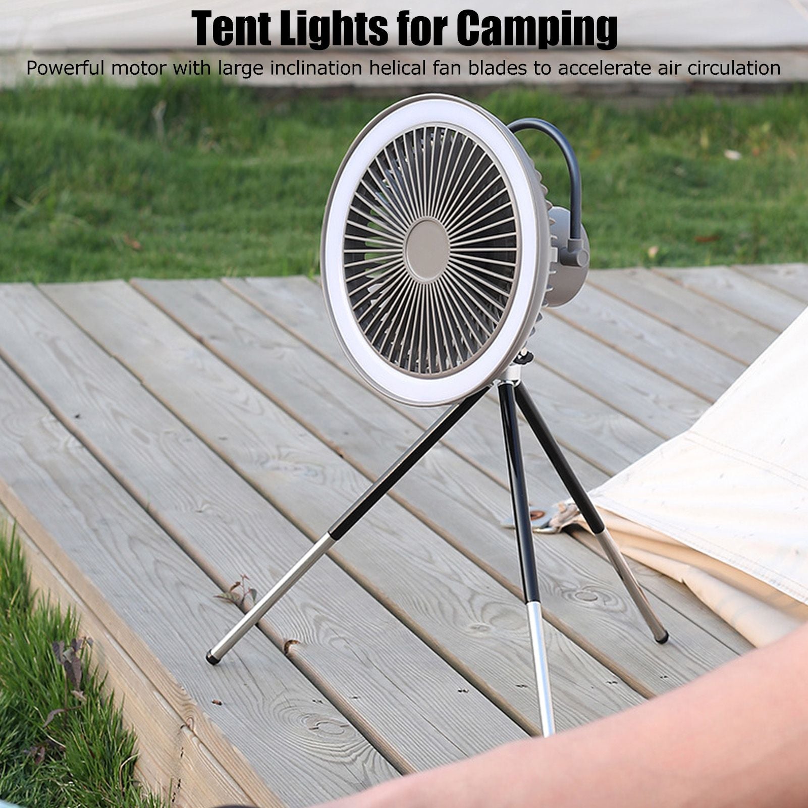 Camping Light Fan 3 Level Wind Adjustment USB Charging 3.7V 2A Hanging Camping Lights Tent Fan with Bracket V1294-YM0523-3113220052712