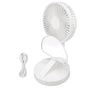 USB Desktop Fan Foldable Rechargeable Battery Makeup Mirror Function Bottom Silicone 3 Speeds White Mini Fan V1294-YM0523-3113220054311
