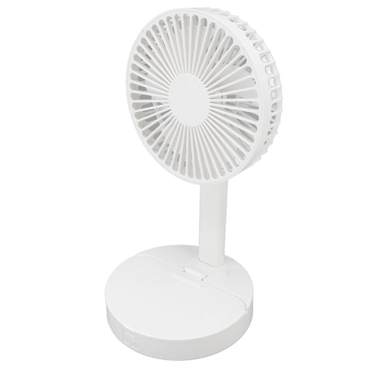 USB Desktop Fan Foldable Rechargeable Battery Makeup Mirror Function Bottom Silicone 3 Speeds White Mini Fan V1294-YM0523-3113220054311
