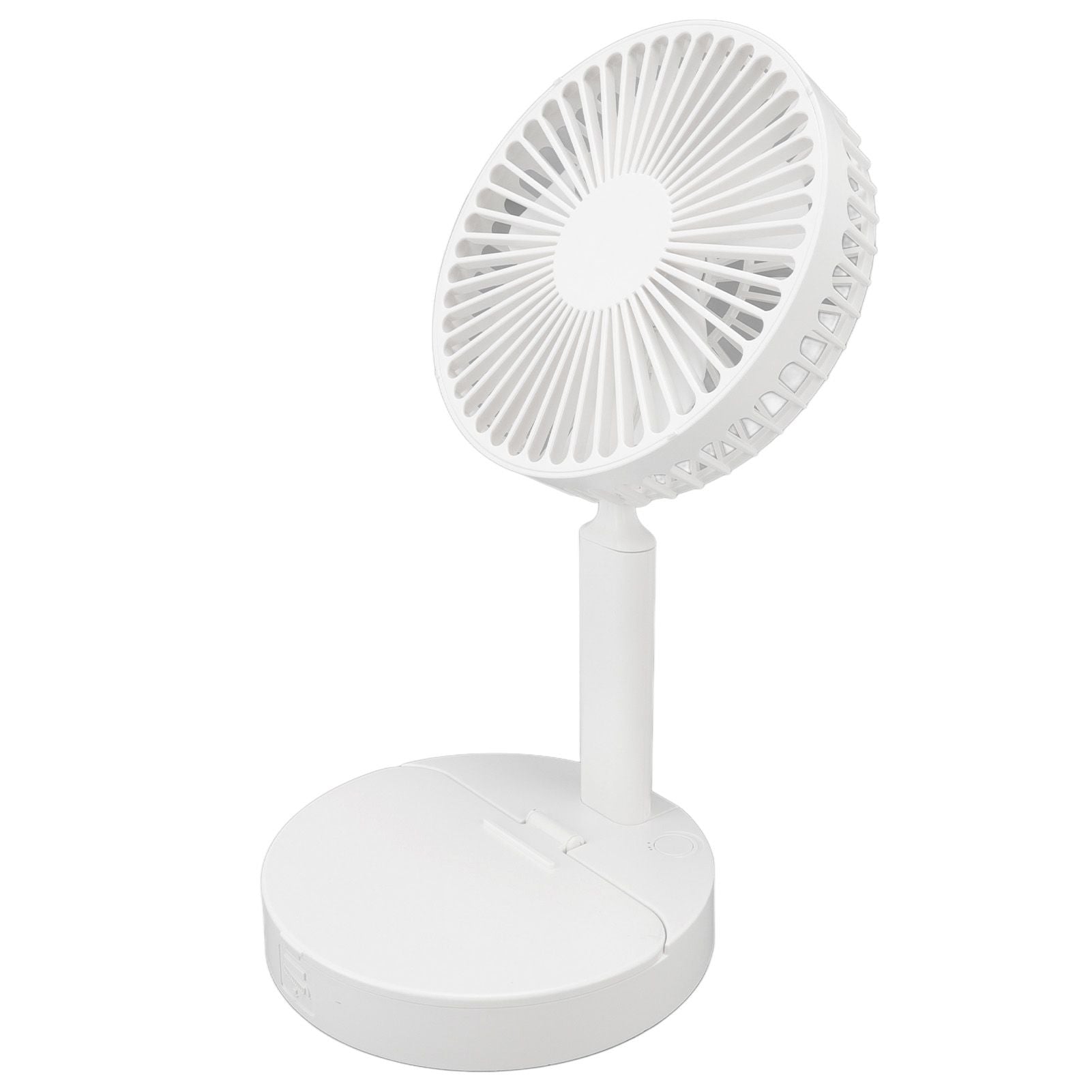 USB Desktop Fan Foldable Rechargeable Battery Makeup Mirror Function Bottom Silicone 3 Speeds White Mini Fan V1294-YM0523-3113220054311