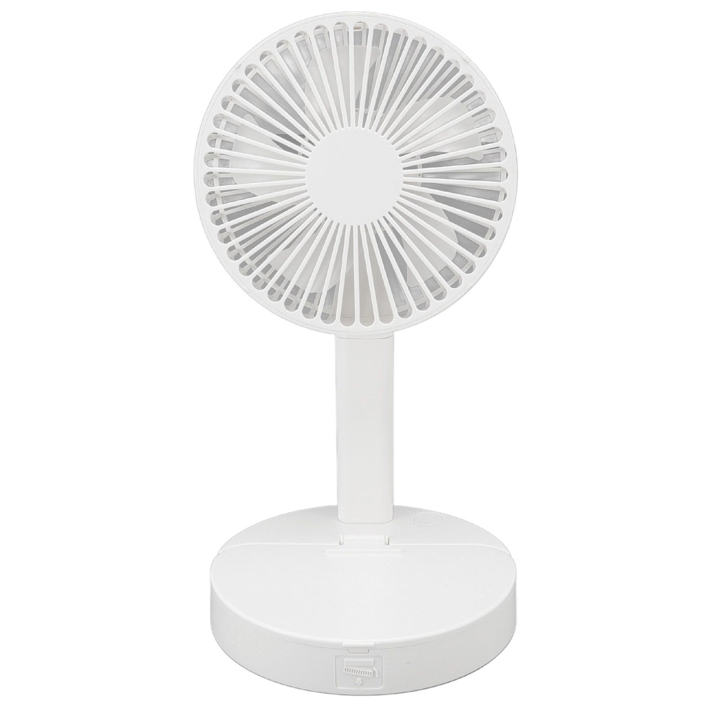 USB Desktop Fan Foldable Rechargeable Battery Makeup Mirror Function Bottom Silicone 3 Speeds White Mini Fan V1294-YM0523-3113220054311