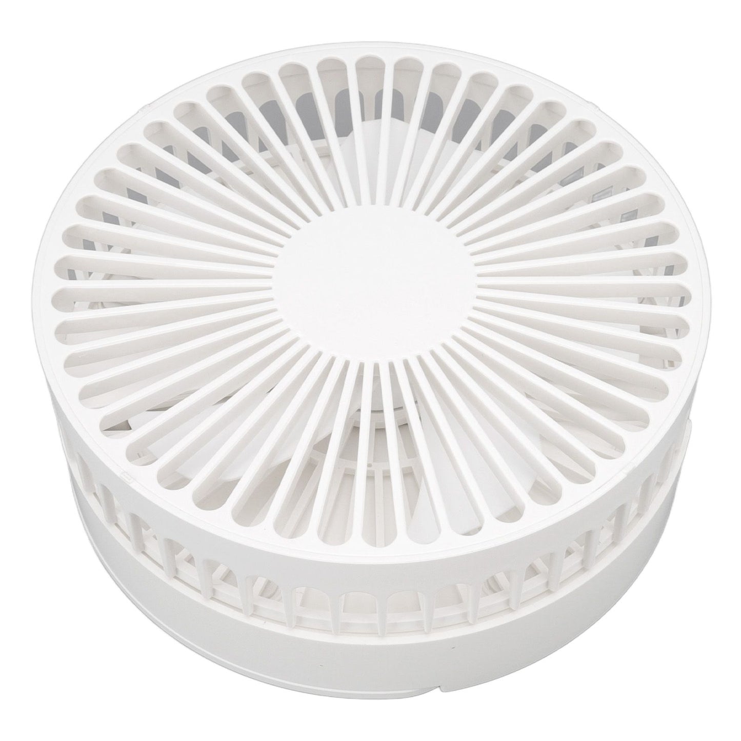 USB Desktop Fan Foldable Rechargeable Battery Makeup Mirror Function Bottom Silicone 3 Speeds White Mini Fan V1294-YM0523-3113220054311