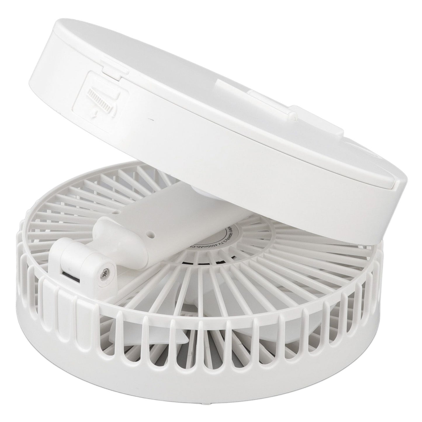 USB Desktop Fan Foldable Rechargeable Battery Makeup Mirror Function Bottom Silicone 3 Speeds White Mini Fan V1294-YM0523-3113220054311