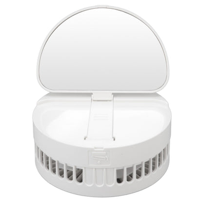 USB Desktop Fan Foldable Rechargeable Battery Makeup Mirror Function Bottom Silicone 3 Speeds White Mini Fan V1294-YM0523-3113220054311