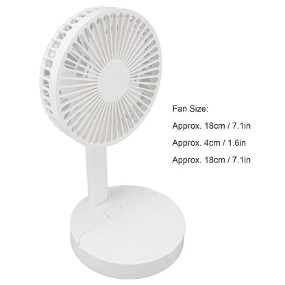 USB Desktop Fan Foldable Rechargeable Battery Makeup Mirror Function Bottom Silicone 3 Speeds White Mini Fan V1294-YM0523-3113220054311