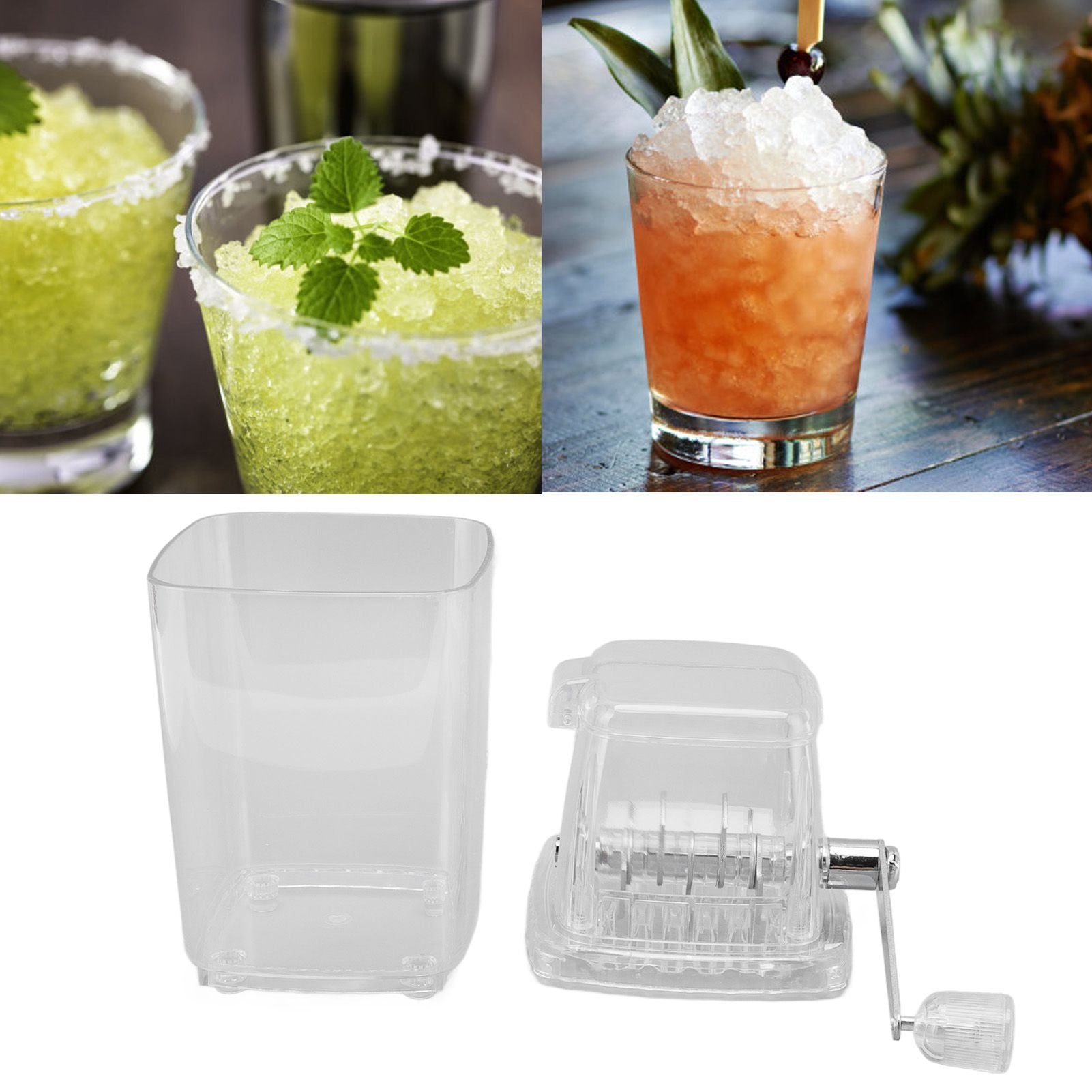Hand Cranked Ice Crusher Clear Rustproof Multifunctional Manual Ice Crusher for Home Kitchen Transparent V1294-YM0523-3113220055511