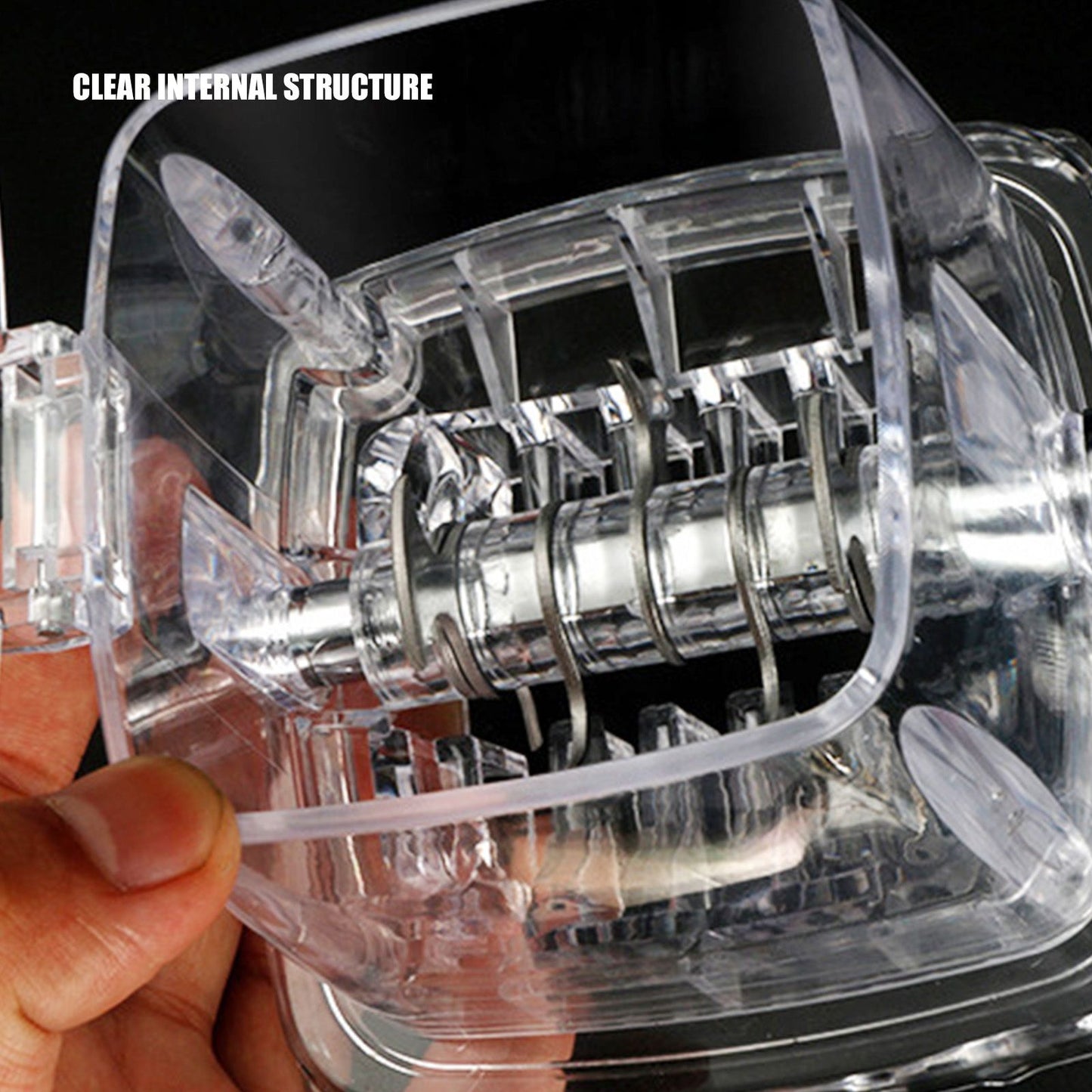 Hand Cranked Ice Crusher Clear Rustproof Multifunctional Manual Ice Crusher for Home Kitchen Transparent V1294-YM0523-3113220055511