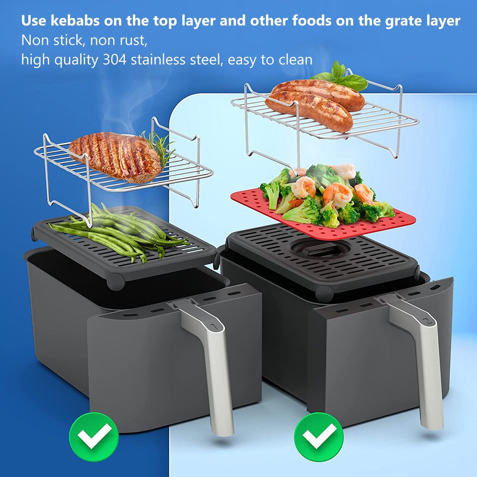 Fryer Stainless Steel Rack Fryer Accessories Multi Purpose Grilling Holder Outdoor BBQ Tools V1294-YM0523-3113220056311