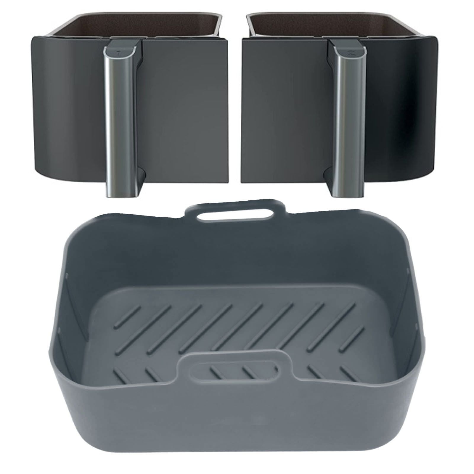 Fryer Silicone Pot Non Stick Reusable Liner Basket Replacement for Ninja DZ201 Foodi 8QT Gray V1294-YM0523-3113220057911