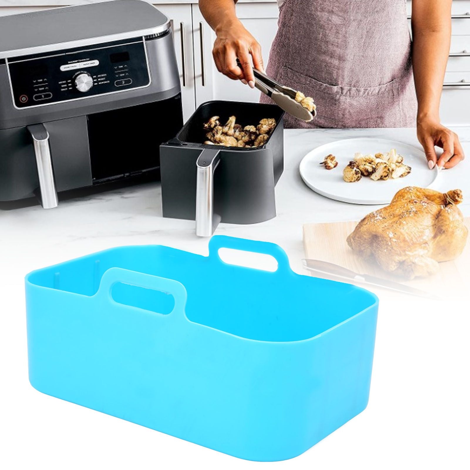 Fryer Silicone Pot Non Stick Reusable Liner Basket Replacement for Ninja DZ201 Foodi 8QT Blue V1294-YM0523-3113220057912