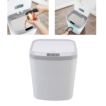 Smart Trash Can 16L Infrared Induction Button Control Manual Mute Household Automatic Trash Can with Night V1294-YM0523-3113220058411