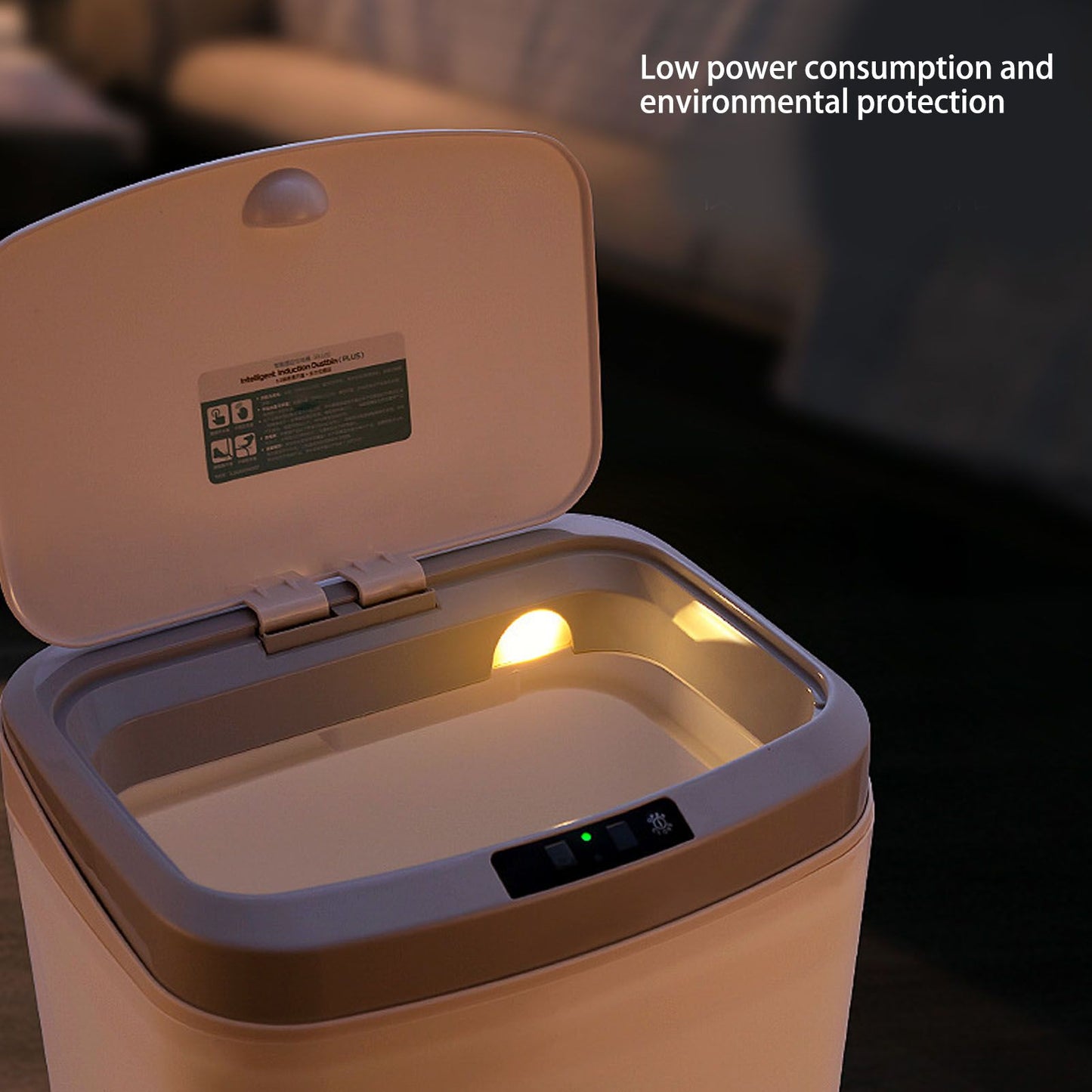 Smart Trash Can 16L Infrared Induction Button Control Manual Mute Household Automatic Trash Can with Night V1294-YM0523-3113220058411