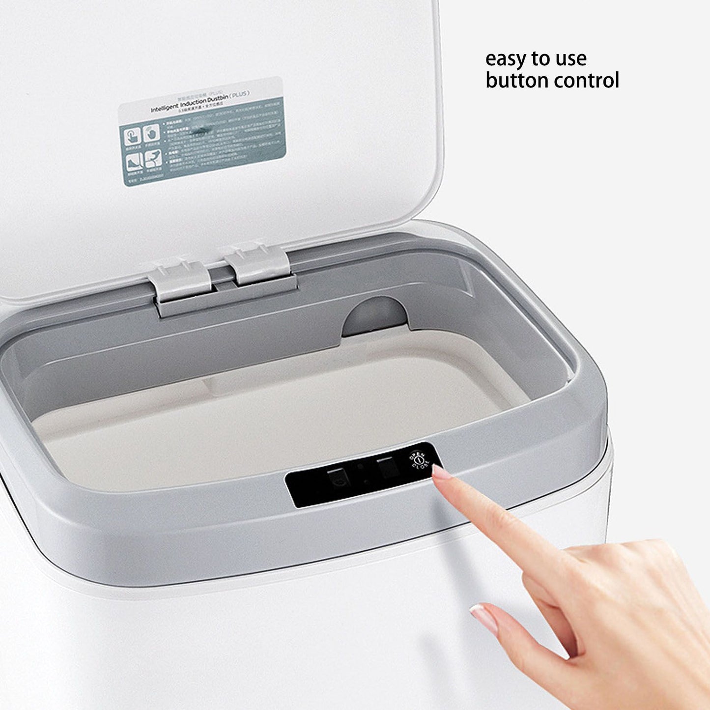 Smart Trash Can 16L Infrared Induction Button Control Manual Mute Household Automatic Trash Can with Night V1294-YM0523-3113220058411