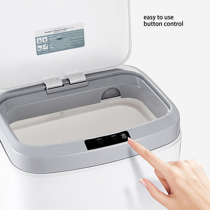 Smart Trash Can 16L Infrared Induction Button Control Manual Mute Household Automatic Trash Can with Night V1294-YM0523-3113220058411