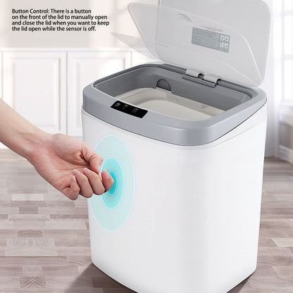 Smart Trash Can 16L Infrared Induction Button Control Manual Mute Household Automatic Trash Can with Night V1294-YM0523-3113220058411