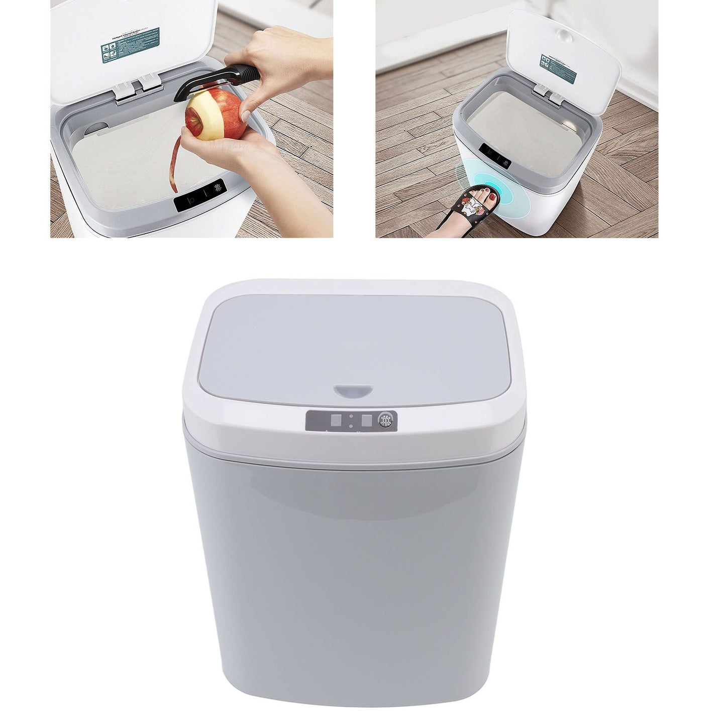 Smart Trash Can 16L Infrared Induction Button Control Manual Mute Household Automatic Trash Can with Night V1294-YM0523-3113220058412