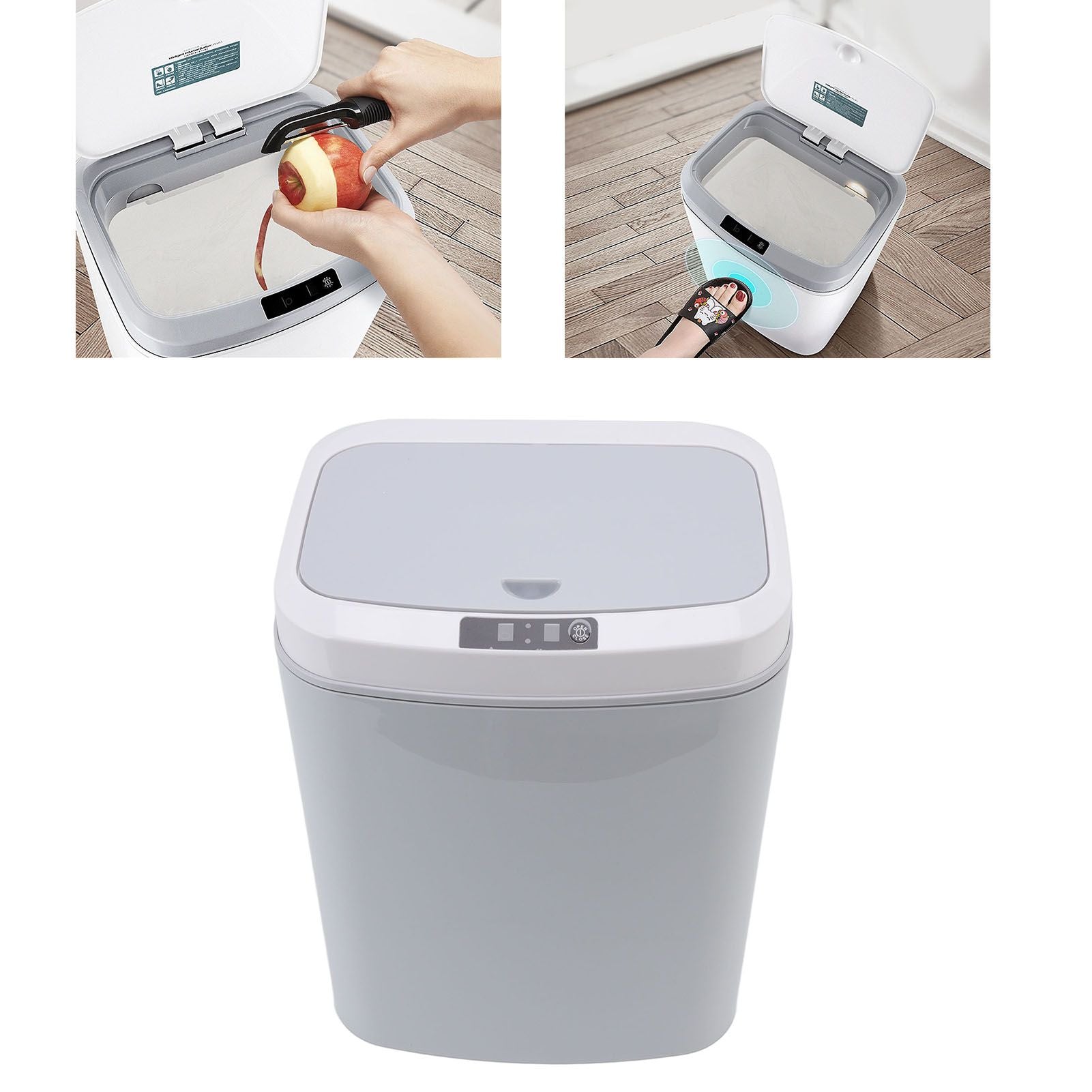 Smart Trash Can 16L Infrared Induction Button Control Manual Mute Household Automatic Trash Can with Night V1294-YM0523-3113220058412
