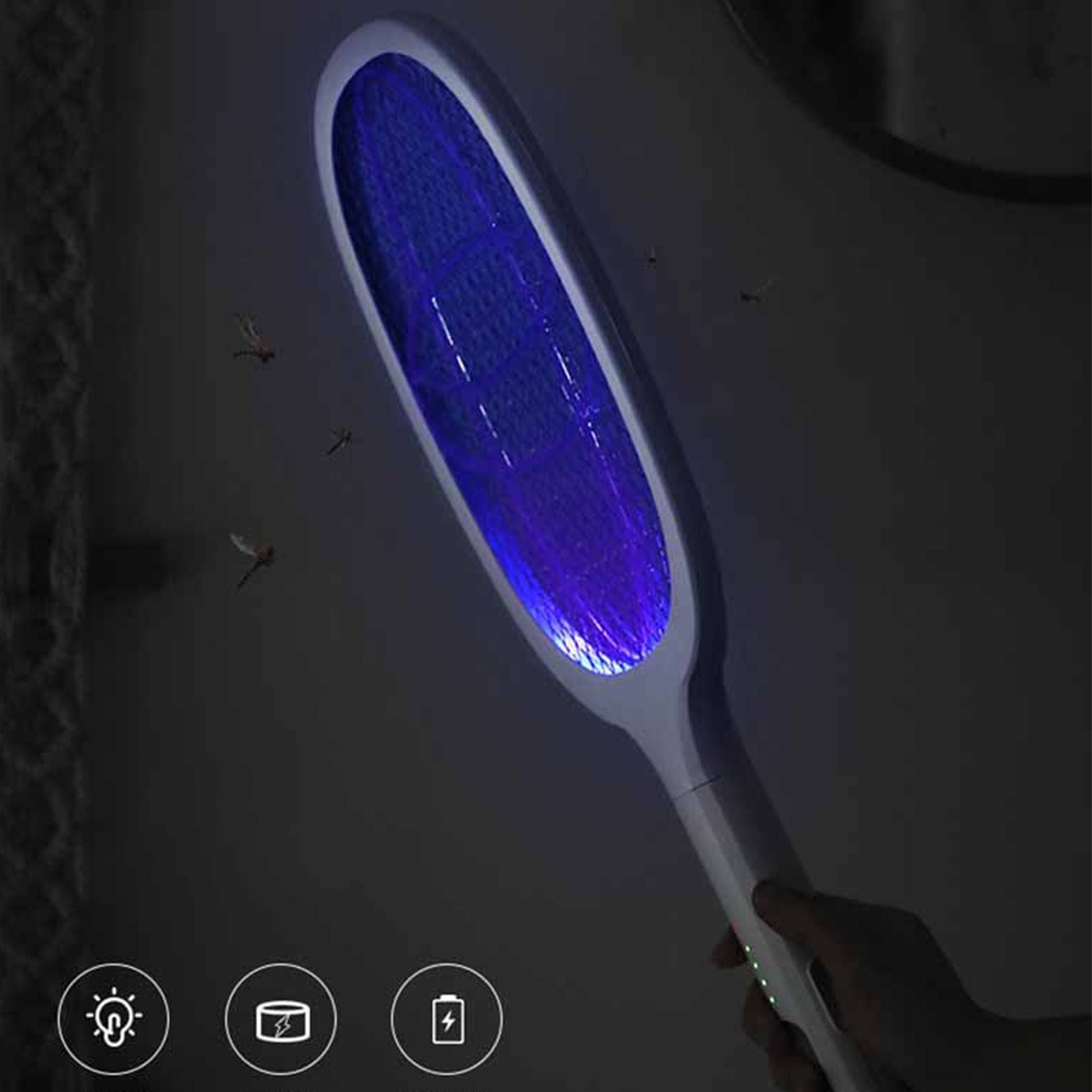 Electric Mosquito Swatter 5V 1A Rechargeable Efficient 2 in 1 Electric Mosquito Bat with LED Light for Home V1294-YM0523-3113220058611