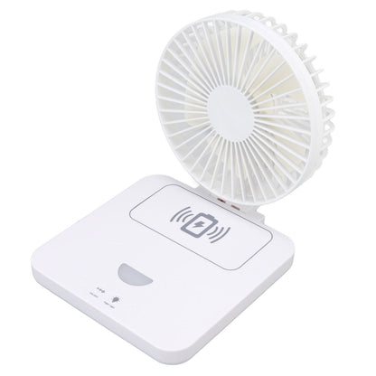 USB Desk Fan Support Wireless Phone Charging Dimmable Night Light 3 Speeds 180 Degrees Adjustable Small Desk V1294-YM0523-3113220061111