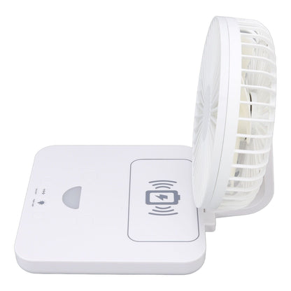 USB Desk Fan Support Wireless Phone Charging Dimmable Night Light 3 Speeds 180 Degrees Adjustable Small Desk V1294-YM0523-3113220061111