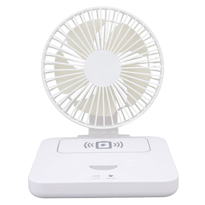 USB Desk Fan Support Wireless Phone Charging Dimmable Night Light 3 Speeds 180 Degrees Adjustable Small Desk V1294-YM0523-3113220061111