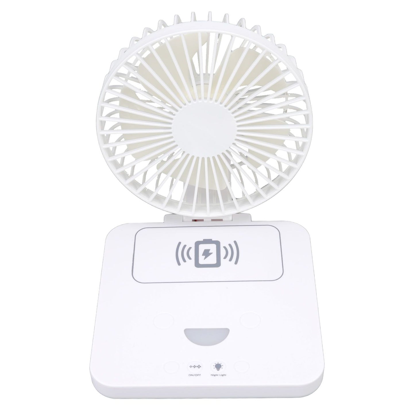 USB Desk Fan Support Wireless Phone Charging Dimmable Night Light 3 Speeds 180 Degrees Adjustable Small Desk V1294-YM0523-3113220061111