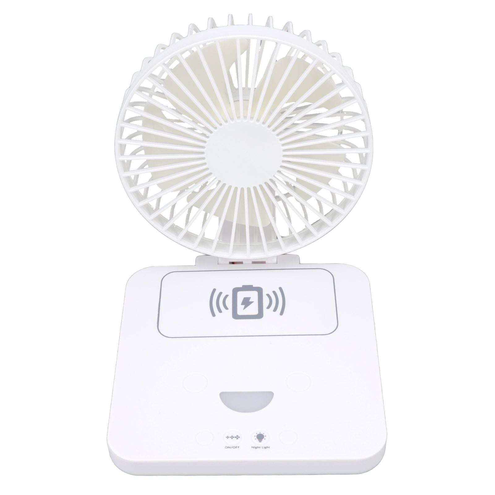 USB Desk Fan Support Wireless Phone Charging Dimmable Night Light 3 Speeds 180 Degrees Adjustable Small Desk V1294-YM0523-3113220061111