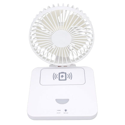 USB Desk Fan Support Wireless Phone Charging Dimmable Night Light 3 Speeds 180 Degrees Adjustable Small Desk V1294-YM0523-3113220061111