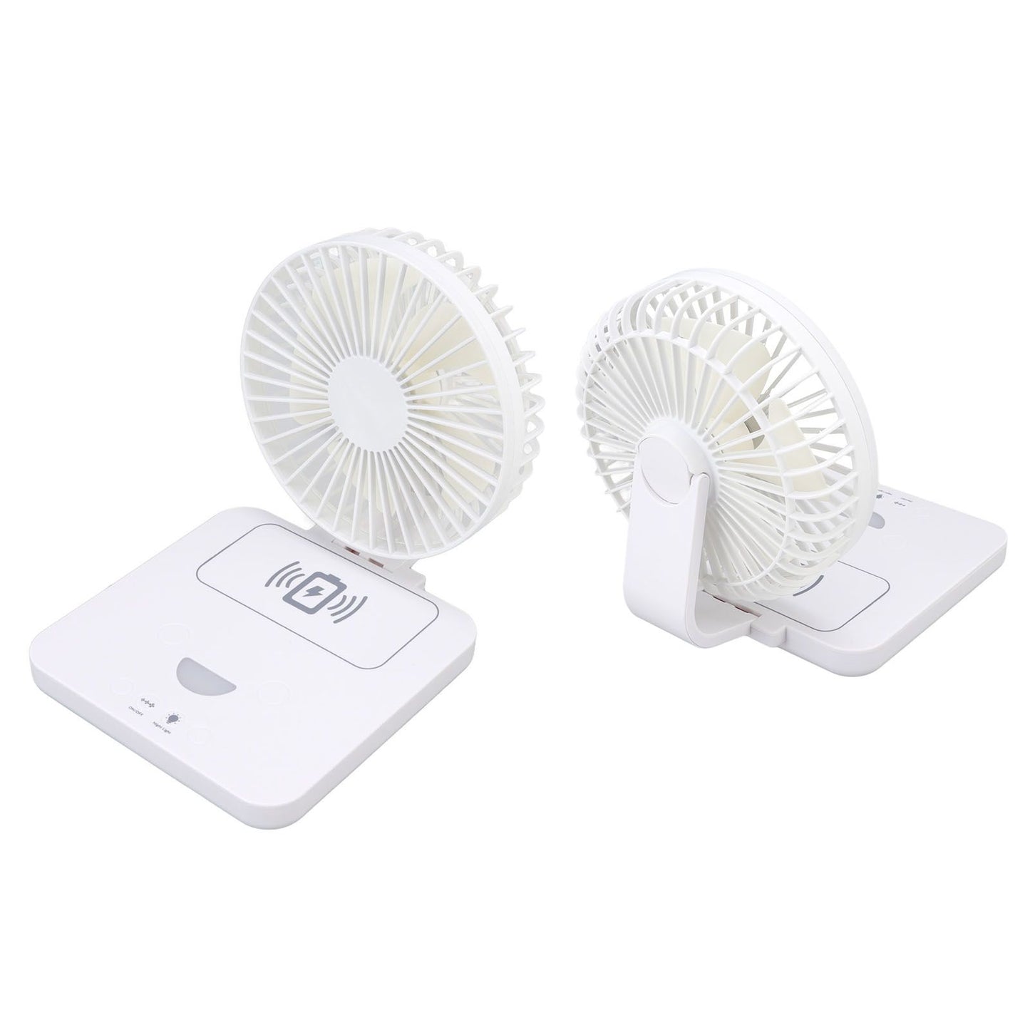USB Desk Fan Support Wireless Phone Charging Dimmable Night Light 3 Speeds 180 Degrees Adjustable Small Desk V1294-YM0523-3113220061111
