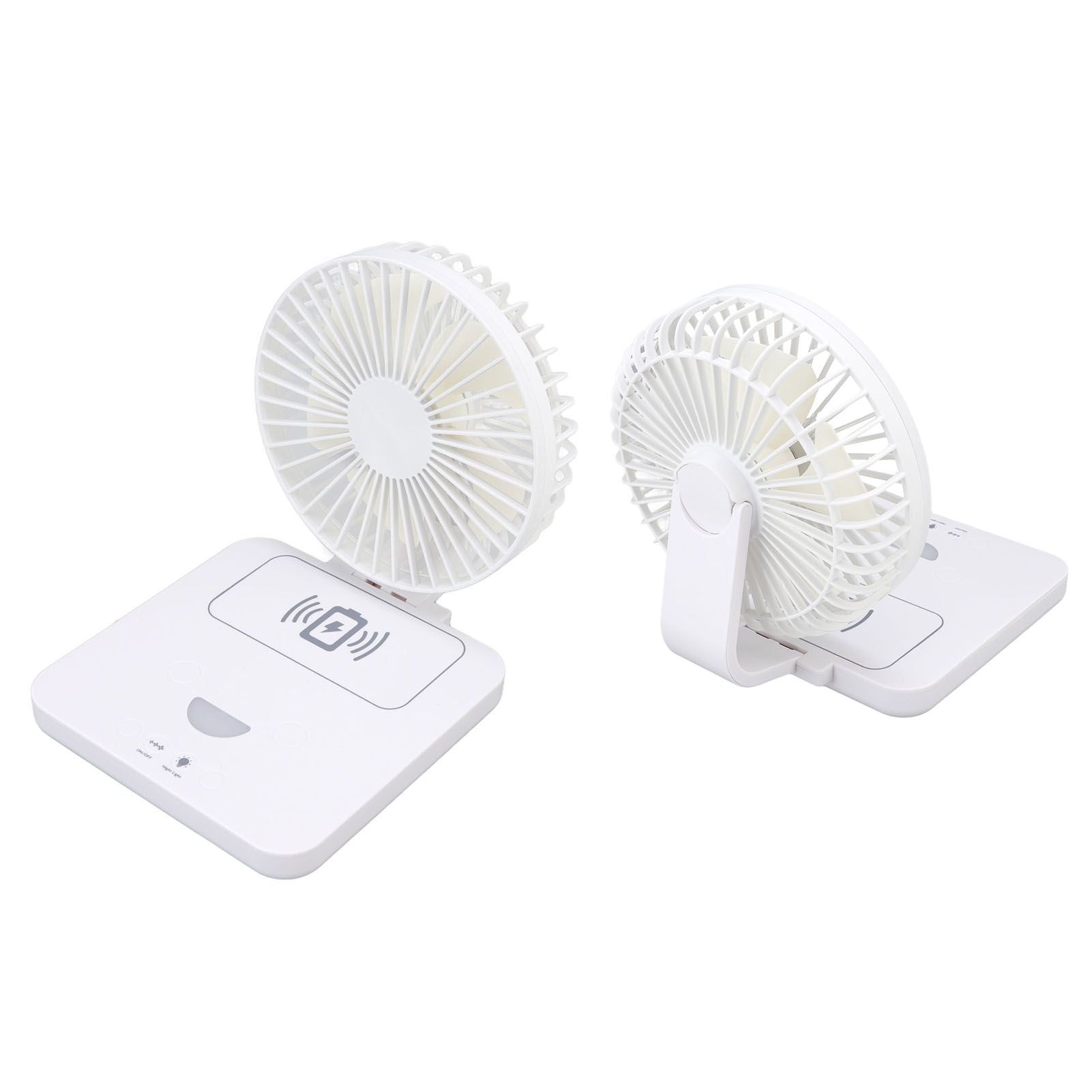 USB Desk Fan Support Wireless Phone Charging Dimmable Night Light 3 Speeds 180 Degrees Adjustable Small Desk V1294-YM0523-3113220061111