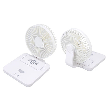 USB Desk Fan Support Wireless Phone Charging Dimmable Night Light 3 Speeds 180 Degrees Adjustable Small Desk V1294-YM0523-3113220061111